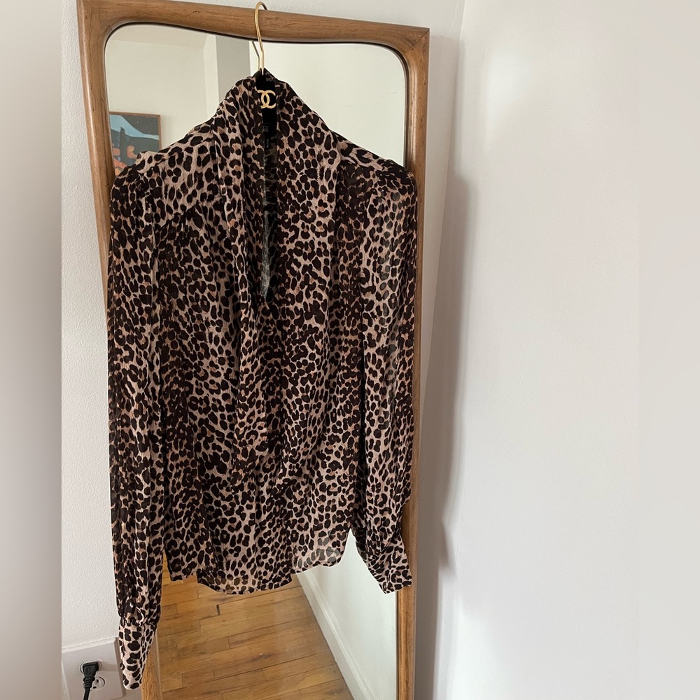 PAIGE silk leopard blouse